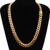 Kedjor 6-18 mm bred rostfritt stål kubanska Miami-halsband CZ Zircon Box Lock Big Heavy Gold Chain för män Hip Hop Rock Jewelrychain216V