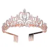 Wedding Headeces Crown Crystal Rhinestones Krowca Korona z grzebieniem Znakomity opaska na kobiety