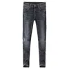 i jeanse jeansowe jeansowe zimowe Niebiesko-Niebieski Ziemia biała szczupła, prosta trend Trend List wydrukowane legginsy