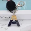 Keychains 1pc Keyring Black Stone Gold Color English Letter Harts Keychain with Puffer Ball 26 Words A to Z Handbag Charms For Woman Fier22