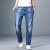 6 Kolory Wiosna Letnie Męskie Męskie Prosto Loose Dżinsy Classic Style Advanced Stretch Baggy Spodnie Mężczyzna Plus Rozmiar 40 42 44 220328