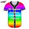 UJWI Online Shopping Casual Sommer Männer Baseball Shirt 3d Custom Voll Druck Übergroßen Sport Hawaian 220616