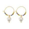 Hoop Huggie Boho Natural Stone Earring For Women Jewelry Trendy Jewely Pearl Ear Ring Gold Hoops Vintage Earringshoop
