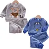 Otoño invierno ropa de bebé pijamas conjuntos niñas pijamas niños cálido franela polar catoon oso niños ropa de dormir traje de casa 0-6y 220706