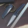 Specialerbjudande R0707 Pocket Folding Knife VG10 Damascus Steel 76 Lager BLAD BLÅ G10 HANDE BALL LAWER FLIPPER FAST Open Knives