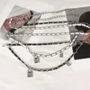 Женские умственные ремни блокировки подвеска для тканых талии декоративная мода двойная слоя металлической цепной ремень 2738