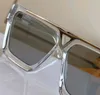 Flat Top rechthoek transparante zonnebrillen voor mannen heldere grijze lens koele bril UV -bescherming brillen met box7730987