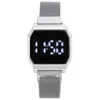Wristwatches Digital Watch For Women Men Luxury Electronic LED Wristwatch Gold Silver Mesh Belt Magnetic Metal Strap Fashion Ladies Clock