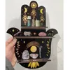 Hamsa farfalla Hamsa Luna Molcola per parete in legno Porta di cristallo Porta portana di decorazione della casa Scacchi per decorazioni per la casa 2203185650558