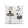 Kudde Case Cartoon Style Ballet Girl Print Pillow Case Short Plush Decor Cute Dancer Pillow Case Home Office Child Cushion Cover 220714