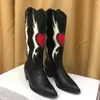Women Boots Bonjomarisa Female Love Heart Mid Calf for Cute Cowgirls Cowboy Chunky Heel Vintage Fashion Punk Western Boot 0709