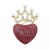 20 PCs/lote preços por atacado Jóias de moda Broches Crystal Rhinestone Heart Shape com pino de broche da coroa para decoração/presente