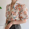 Polos kobiet Nieuwe Borduren Kant Transparante Women Bluzki Zomer Tops Femme Casual Vrouwen Shirt Korte Mouw Meisjes Blouse 2022women's W.