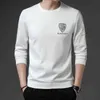 Pull haut de gamme pour hommes, nouvelle mode printemps et automne 2022, marque tendance, col rond, manches longues, décontracté, chemise à fond coréen