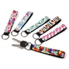 Favor Gift 112 Design Print Colors Neoprene Wristlet Keychain With Strap Band Split Metal Ring Hand Key Chain Wrist Lanyard Keychains For Chapstick Holder Women/Men