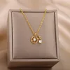 Łańcuchy Goth Zircon Okrągły kompas Naszyjnik dla kobiet ze stali nierdzewnej Złote Sliver Kolor Kolor North Star Biżuter