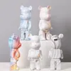 28cm Målning Bearbricklys Staty Harts Be@rbrick Våld Björn Spargris Skulptur Figur Ornament Bokhylla Heminredning Present 220318