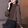 Women's Blouses & Shirts Spring And Autumn Fashion Western Style Half High Collar Shirt Long Sleeve Loose Chiffon Top Women CasualWomen's