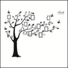Wall Stickers Home Decor Garden Large Family Tree Picture Frames Diy Po Gallery Frame Sticker voor woonkamer slaapkamer bank achtergrond 180x25