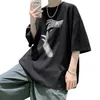 Herr t-shirts 2022 våren lång ärm t-shirt mode lös ulzzang tryckt toppar hiphop överdimensionerade t skjortor män kläder koreanska stil kläder