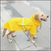 犬のアパレルはペットホームガーデンファッションスリッカーレインコート防水服レインジャケットポンチョとフードリフレクティブストリップを小さく