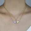 Hoogwaardige 925 sterling zilveren hart hanger ketting met cz verharde gouden zilveren bruiloft kettingen sieraden voor vrouwen dame cadeau