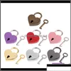 Serrures de porte Quincaillerie Matériaux de construction Maison Jardin En forme de coeur Vintage Mini Amour Cadenas Avec Clé Pour Sac À Main Petit Lage Sac Journal Livre D