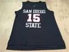 NCAA College San Diego State Basketball 15 Kawhi Leonard Jersey Squadra Colore Nero Bianco University Tutto Cucito Traspirante Puro Cotone Per Gli Appassionati Di Sport Alta Qualità