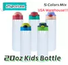 Magazzino USA!!! 20oz Sublimazione STRAIGHT Bottiglia d'acqua per bambini Sippy Cups con flip sulla parte superiore Biberon in acciaio inossidabile Biberon Magazzino locale