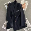 Medigo-658 Womens Suit Blazers Fashion Women Suit Designer The Spring 2022 Navy Contrast Bright Line Blazer