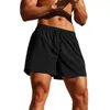 Gym Clothing Men's Summer Fitness Shorts Solid Color Elastic Drawstring Waist Side Pockets Training Quarter PantsGym