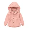 새로운 어린이 윈드 브레이커 재킷 코트 소녀 소년을위한 단단한 후드 옷 영국 스타일 캐주얼 코트 38yra d3