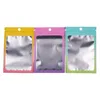 100pcs / lot Gradient Color Flat Aluminium Foil Bag Zipper Pouches Matte Window Refermable Sacs