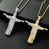 Collane con ciondolo Hip Hop Micro Pave Cubic Zirconia Bling Out Brasile Monte Cristo Corcovado Grande JESUS Collana con pendenti per uomo Rapper Gioiello