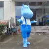 Costume della mascotte dell'ippopotamo blu di Halloween Personaggio a tema anime dei cartoni animati Formato per adulti Tuta da pubblicità esterna natalizia