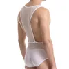 Men's Body Shapers Men's Underwear Nylon High Elastic Perspective Sexy Jumpsuit Transparent ShapersMen's