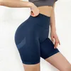 Slim Fit High midja Yoga Sport Shorts Hip Push Up Women Plain Soft Nylon Fitness Running Tummy Control Workout Gym W220418