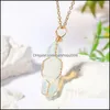 Pendant Necklaces Fashion Colorf Glass Hexagonal Prism Gold Wire Wrap Necklace For Women Jewelry Carshop2006 Dro Dh9Ug