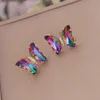 Colorful Butterfly Trendy Jewelry Fashion Multi-color Dangle Earrings For Women 2022 Simple Glass Korean Stud Earrings Party Gift