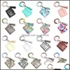 Party Favor Event Supplies Festive Home Garden Sile Wristlet Keychain Armband med Wallet House Car Letter Tassel Key Ring Pocket Card Ho