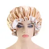 Beanie / Skull Caps Solid Women Satin Bonnet Fashion Stain Silky Big For Lady Sleep Cap Headwrap Hat Hair Wrap Accessori All'ingrosso Davi22