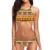 Afrikansk stamgeometrisk mönster simning för kvinnor Bikini Tvådelat baddräkt Badkläder Halter Swimsuit Biquinis 220616