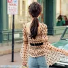 Women's Blouses & Shirts Streetwear Blouse Women Sexy Off Shoulder Slash Neck Long Sleeve Mesh Shirt Vintage Dot See Through Casual Tops