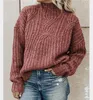 Kadın Sweaters Kadınlar Sonbahar Kış Sıcak Süvari Kadınlar Katı Mavi Blubtleneck Örme Külep Üst Moda Uzun Kollu Gevşek Jumper