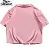 Hiphop streetwear polo t shirt broderi blomma bokstav t-shirt kvinnor harjuku bomull sommar kort ärm t-shirt knapp 220621