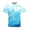 Men's T-Shirts Oversized T-shirt 2022 Summer And Women's Retro High-quality Blue Ice Crystal Print Top Short Sleeve