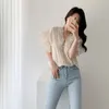 Women's Blouses & Shirts White Blouse Summer 2022 Korea V-neck Sexy Casual Shirt Hollow Out Embroidery Woman Fashion Clothing 14192