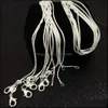 Ketten 1mm 925 Sterling Sier plattierte glatte Schlangenfrauen Halsketten Schmuckgr￶￟e 16 18 20 22 24 28 28 Zoll Gro￟handel Dhseller2010 DH8BS