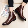 Stivali da uomo scarpe Pu Solid Color Classic Fashion Martin Business Casual Daily Retro Wild Buckle British British Bevly Boots Dh926