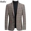 BOLUBAO Brand Men Blazer Personality Wild Men's Suit Jacket High Quality Fashion Plaid Print Slim Fit Warm Blazer Coat Male 201124